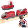 YANGUN Locomotiva ad Azione a Batteria, Treno Elettrico per Bambini, Telecomandata con 4 effetti sonori e luce, Magnetico Auto Treno Giocattolo Regali Bambini 3 4 5 6 7 8+ Anni