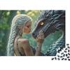 K5R8V1A4 Donna dai Capelli Argento con Drago Puzzle 1000 Pezzi Stile Foresta Fantastica Puzzle per Adulti Rilassante Decorazione Casa Regalo Famiglia 38x26cm/1000pcs