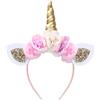 Capaneus Cerchietto Unicorno Bambina, Cerchietto Unicorno con Fiori Orecchie, Fascia Capelli Unicorno, Accessori Unicorno per Bambina Donna Costume Unicorno Carnevale Halloween Festa