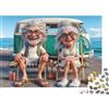 K5R8V1A4 Coppia Anziana Cartone Puzzle 1000 Pezzi Carta Puzzle per Adulti Scena Vacanza al Mare Relax Familiare Decorazione Regalo 70x50cm/1000pcs