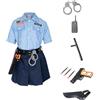 Generico Costume Poliziotto Bambino Bambina Set 4-12 Anni con Camicia, Gonna o Pantaloni, Cappello, Manette, Walkie-Talkie, Manganello, Fondina e Pistola Costumi Carnevale Halloween per Festa e Spettacoli