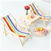 KARLOR Mini sedia da spiaggia, 2 pezzi in miniatura arcobaleno sedie a sdraio 1:12 scena della casa delle bambole micro decorazione paesaggistica mini mobili da giardino in miniatura cuscino