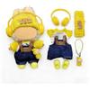 DLAYLQZG 17cm Set vestiti per statuetta for Labubu 7 pezzi, cappello a maglia maglia salopette di jeans scarpe cuffie ciondolo, accessori moda (Style 2)