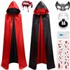 Ctxtqtdt Mantello Vampiro Adulto Bambino 150/120/90 cm, Mantello Cappuccio, Nero Rosso Reversibile, Unisex Halloween Costume Vampiro Set, Mantello Dracula per Festa di Halloween Carnevale Accessori
