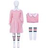 YOGLY Bambina Eleven Costume Cosplay Season 3 Story Eleven Rosa Abito con Calze per Ragazza Carnevale Halloween Festa Mascherata Gioco di Ruolo Costumi
