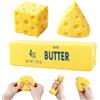 Gigquake Set da 3 Butter Squishy & Cheese Squishy, Fidget Toy per Ufficio & Casa | 3 forme: Stick Burro + Formaggio Triangolo + Formaggio Quadrato, TPR morbido, resistente, antistress, idea regalo
