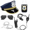 Augesak 6 Pezzi Polizia Costume Accessori, Servizio Segreto Costume Set, Costumi Polizia con Occhiali Da Sole Fischietto Manette Badge Walkie-Talkie Cappello Della Poliziotto per Carnevale Cosplay Feste