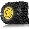 Generic Ruote Pneumatici Rc Da 1,9 Per MJX Per Hyper Go H12P H12Y+ 1/12 | Pneumatici cingolati 4 pezzi 1.9 per auto cingolata RC, gomma morbida per aderenza su roccia e pista RC