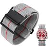 BINLUN Cinturino per Orologio in Nylon Elastico di Ricambio Militare Cinturino a Strappo Paracadute Marina Nazionale per Uomo Donna Fibbia Nero/Argento 18/20/22mm