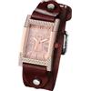 JewelryWe - Orologio Quadrato da Polso in Pelle Numeri Romani, Orologio al Quarzo Vintage con Zircone da Donna, Idee Regalo per Lei