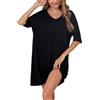 Irdcomps Camicia da Notte Donna Cotone Camicie Notte Pigiama a Maniche Corte Sciolto Modale Estivi Vestito Scollo a V Indumenti Allentata Abito Sciolto Taglie Forti