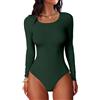 DUOEASE Body Donna Maniche Lunghe Costine Top Donna Girocollo Beige