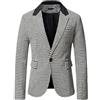Generic Blazer da uomo in tweed slim fit | blazer a quadri bianchi e neri da uomo | cappotto sportivo casual | blazer scozzese pied de poule | giacche con risvolto con intaglio con bottoni | giacche da sposa