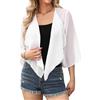 Aottori Coprispalle Donna Chiffon Bolero Corto Bianco S | Elegante, Maniche 3/4, Cardigan Estivo, Giacca Trasparente Leggero, per Cerimonia Festiva