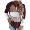 Generico I Fatti Taglie Forti Donna Abbigliamento Tops Patchwork Maniche Bluse Fashion Hooded Sweater Lunghe Donne Cardigan Donna Abbigliamento