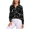 CZZYH Top a maniche lunghe da donna, camicette e camicie da donna con note musicali