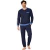 Intimitaly LIABEL - Pigiama Uomo Invernale 100% Cotone Interlock, Chiusura a 3 Bottoni o Aperto, Polsino e Caviglia Antislip, Nuova Collezione, con Scatola