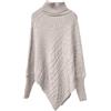 Generic Poncho in Maglia da Donna con Collo Alto e Lavorazione a Cavo, Modello in Maglia Grossa, Mantella con Maniche Lunghe e Taglio Irregolare, Modello in Stile Avvolgente.