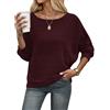 WNEEDU Maglione Donna Invernale Pullover Autunno Maglia Leggera Elegante | Scollo a barchetta, spalle scoperte, maniche a pipistrello, per leggings