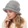 Huakunda Donne Cappello A Maglia Invernale Caldo Vintage con Accento Fiore Beanie cap Morbido Cappello A Secchiello Invernale (IT, Testo, Taglia Unica, Grigio Chiaro)