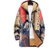 famesale Uomo Stile Giapponese 3D Stampato Pile Foderato Zip Hoodies Pullover Felpa con Cappuccio Retro Casual Jacket Coat