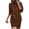 Cocila Boho Chic Dresses Abito Casual in Felpa da Donna a Maniche Lunghe con Collo a Lupetto e Orlo Avvolgente Abiti Lunghi Pullover Autunno Inverno Larghi Vestito Invernale Allattamento