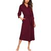 Ekouaer Vestaglia Donna Lunga Accappatoio Scollo a V Robe S-3XL | maniche 3/4 accappatoi, vestaglie con cintura e tasche, leggero e sottile kimono, vestiti per casa, morbido e comodo