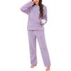 Wiepux Pigiama Donna Caldo Pile Soffice Invernale Tuta da Casa | Vita Elastica Loungewear Con Cappuccio 2 Pezzi Comodo Avvolgente Abbigliamento da Casa Tasche Marsupio Tempo Libero Regalo