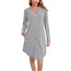 Sopesil Camicia da Notte Donna con Bottoni Vestaglia S-XXL | Premaman Allattamento a Righe Manica 3/4 Scollo V con Bottoni e Tasca Morbida Traspirante