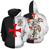 kewing Knights Templar Hoodie 3D Vintage Medieval Crusader Armor Sweatshirt Cosplay Costume