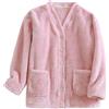 GMQWRK Giacca da letto da donna in morbido pile felpato, con tasche, casual, ampia, con bottoni, per inverno, primavera, calda, camicia da notte per anziani, madri, casa, abbigliamento da salotto
