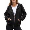 HEEKPEK Felpa Donna Corta con Cappuccio e Zip Cotone Oversize | Hoodie Leggera con Tasche,Felpa Sportiva Casual per Mezza Stagione,Stile Y2K,Autunno e Inverno