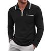 iClosam Polo Uomo Manica Lunga in Cotone con Mezza Zip Maglia | Polo Uomo Manica Lunga con Cerniera maglia polo Casual Elegante con Colletto e Taschino per Tempo Libero e Ufficio