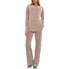 Uwdiohq Casual da Donna, 2 Pezzi, Abbottonato, A Maniche Lunghe, con Sexy Due Pezzi Pigiama Cotone Lungo Donna Aperto Pigiami Corti XL Vestaglia Corta Squalo Invernale Pesante Nero Peloso Coppia
