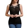 EGI Canotta Donna Spalla Larga Lana Seta Plissé Tulle Ricamato Nero Elegante Termica Morbida Made in Italy Bi-Taglia S/M-L/XL Art. 1433