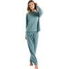 TRAMAS+ Pigiama Donna Mezza Stagione, Pigiama a Costine Donna, Completo con Maglietta a Maniche Lunghe e Pantaloni Lunghi con Vita Regolabile Caldo, Completo per Donna.
