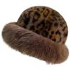 CutitiUU Cappello di peluche mongolo,Stampa leopardo,Imitazione pelliccia di visone,Cappello da donna in pelliccia sintetica con stampa leopardata invernale,Cappelli di visone pelosi soffici di