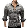 Suncolour Camicia Western Classica da Uomo in Denim Stonewash, Camicia da Jeans in Denim da Uomo Collo Regolare Tasche con Borchie di Perle Elasticizzate