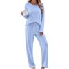 Ekouaer Set Pigiama Donna Maniche Lunghe Maglia Costine Morbido Homewear | Elasticizzato, Micro-Pile, Pigiama Pantaloni con Tasche e Coulisse, Set Autunno Inverno