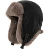 Gajaous Cappello Trapper Invernale Impermeabile, Cappello Bomber in Finta Pelliccia per Donne e Uomini, Cappello Aviatore Termico in Pelle PU con Orecchie Riparate dal Vento per Pattinaggio Caccia