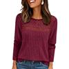 Cuptacc Maglione Donna Maniche Lunghe Autunno Traforato Scollo Rotondo Top | Top Classico in Maglia,Scollo Rotondo Confortevole,Tocco Elegante,Boho Chic,Autunno e Inverno,Rete Delicata,Boho Chic
