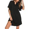 Wikoan Camicia da Notte Donna,Corto Vestito da Notte a Manica con Bottoni,Notte Donna con Tasche S-XXL