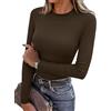 Totatuit Maglietta Donna Maniche Lunghe T-Shirt Elegante Top a Collo Alto Lupetto Casual Maglia Sexy Slim Fit Basic Solido Tee