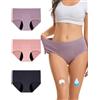 INNERSY Mutande Ciclo Mestruale Donna Flusso Abbondante Cotone Pacco da 3 | Slip Mestruali Lavabili, Mutandine Assorbenti Riutilizzabili, Culotte Vita Alta, Intimo Post Parto Comodo, A Prova di Perdite