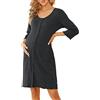 KOJOOIN Camicia da Notte da Donna Camicia da Notte per Allattamento Camicia da Notte a 3/4 Maniche Camicia da Notte Premaman in Cotone con abbottonatura Completa Camicia da Notte