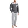 Demegimi Pigiama Uomo Cotone Lungo Pigiami Invernale Due Pezzi con Tasche | Pigiami Due Pezzi, Maniche Lunghe, Pantaloni Lunghi, Tasche, Vestibilità Ampia, Contrasto, Comoda, Inverno, Casa e Notte