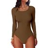 DUOEASE Body Donna Maniche Lunghe Costine Top Donna Girocollo Beige