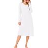 Wikoan Camicie da Notte da Donna Cotone Camicie da Notte con Scollo a V Camicia da Notte a Maniche Lunghe con Tasche S-3XL