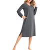 Wikoan Camicie da Notte da Donna Cotone Camicie da Notte con Scollo a V Camicia da Notte a Maniche Lunghe con Tasche S-3XL