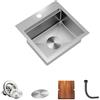 TORVA Lavello da bar da cucina, 38,1 x 38,1 cm, lavello da cucina per camper, in acciaio inox da 16 gauge con montaggio superiore, lavello a vasca singola con tagliere, 15,2 cm di profondità bar